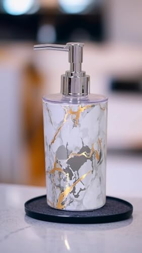 Image of Liquid Soap Dispenser|Sanitizer Dispenser, Lotion, Shampoo Dispenser | Handwash Bottle for Kitchen | Soap Dispenser for Wash Basin 17 * 11 * 6cm 300ML (Marble White)