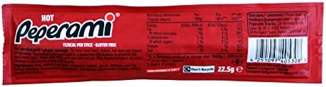 Peperami - Hot Flavour - Hot Smoked Pork Salami Sausage - Box of 24 x 22.5 Grams