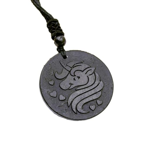 Shungite Unicorn Pendant Necklace - Chakra Balance - Handcrafted Constellations Jewelry - Healing Crystal Protection Necklace - Energy Harmony (40mm)(35mm)