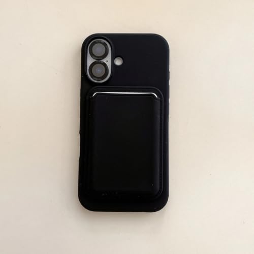 HJZSZX For iPhone 16 Plus�p�V���R�����}�O�l�b�g���X�}�z�P�[�X�A�}�O�l�b�g���J�[�h�P�[�X�ƃ����Y�ی�t�B�����t���iFor iPhone 16 Plus�p�^�u���b�N�j