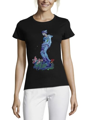 T-Shirt Anime 70 Femme Noir Col Rond Vêtement Coton Manche Courte