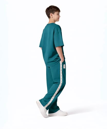 Image of SHODOX Boys Poly Blend Relaxed Fit Co-Ord Set | Printed T-Shirt & Track Pants | Soft Breathable Stylish Summer Casual Comfort Wear for Boys