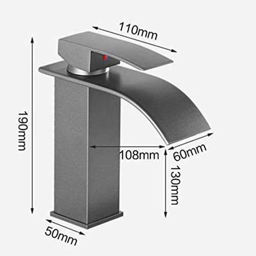 Robinet mitigeur de lavabo cascade gris laiton salle de bain - 3