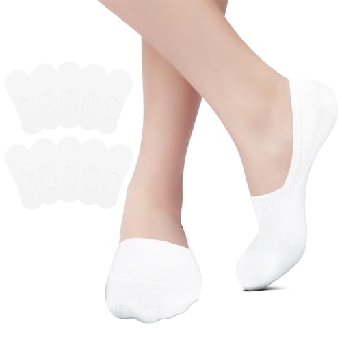 EKSHER F&uuml;sslinge Damen 39-42 Sneaker Socken Herren F&uuml;&szlig;linge Damen Herren 10 Paar Unsichtbare No Show Sneakersocken Weiss Sportsocken Baumwoll Silikonpad Halbsocken Rutschfest Wei&szlig;