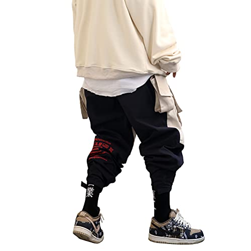 MFCT Men's Japan Streetwear Cargo Joggers (Black, Medium)4