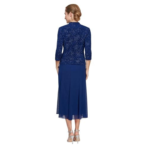Image of Alex Evenings Women's Tea Length Jacket Dress, Perfect for Weddings, Formal Events (Petite and Regular Sizes)