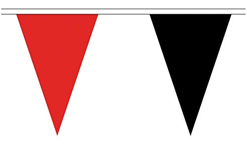 Red and Black Small Triangle Bunting - 5 Metre Bunting - Polyester - 12 Flags Per 5M Length - FlagSuperstore