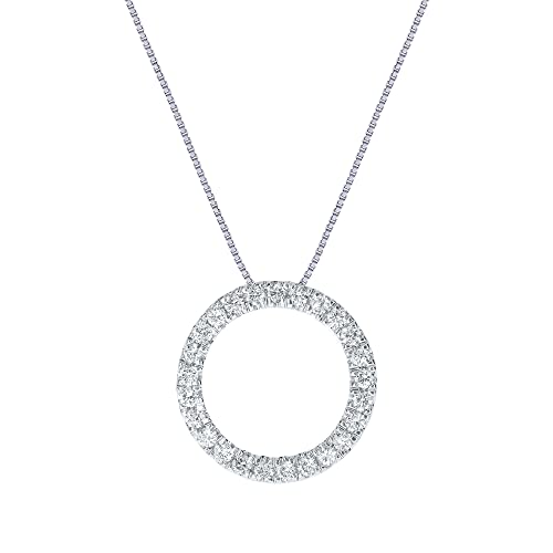 Lab Grown Circle Diamond Necklace For Women | 1/6-1 CT. TW. Real White Gold Plated 925 Sterling Silver Diamond Pendant | Ideal Gift for Her