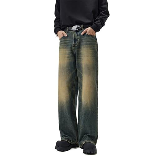 Men's Classic Wide-Leg Baggy Jeans Vintage Relaxed Fit Long Denim Pants Elastic Waist Straight Leg Jean (3X-Large,Bluec1)