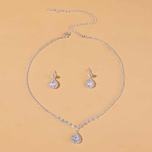Juego de collares de gota de agua finos con pendientes para banquetes 2