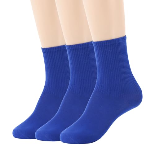 Image of Womens Colorful Basic Sock -Unique Knit Cotton Crew Socks 3 Pack