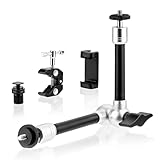 BRDRC マジックアーム クランプマウント 25cm アーティキュレーティングエクステンションアーム 1/4 3/8 ネジ冷熱シューアダプター付き スマホホルダー 三脚 DSLR カメラケージ LCDモニター LEDライトアクセサリー対応