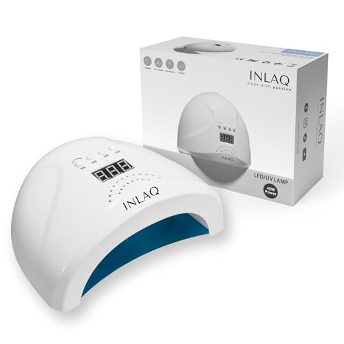 INLAQ® Dual UV/LED Lampe à Ongles 48W - Séchoir à Ongles avec 4 minuteries 10/30/60/99s - affichage LCD - Blanc Lampe UV LED pour Ongles avec Détecteur de...