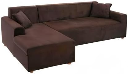 Miniatura 10 de MIFXIN Funda para sofá en forma de L, 2 piezas, fundas elásticas de felpa elástica para sofá seccional, protector de muebles en forma de L para