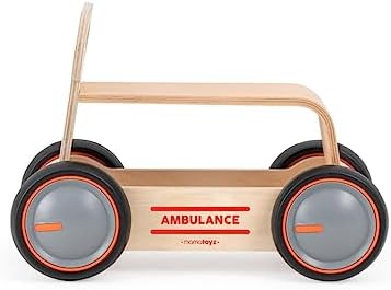 Mamatoyz DriveMe Wood 3'ü 1 Arada Ahşap İlk Adım Arabası Yürüme Arkadaşı, Bingit, Oyuncak Kutusu - Ambulans, doğal ahşap, 4 tekerlekli - Görsel 1