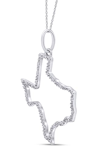 THE JEWEL ZONE 1/10 Cttw Natural Diamond Accent State of Texas Outline Pendant Necklace in 14K Gold Over Sterling Silver (0.10 Cttw)3