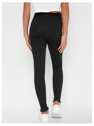 Milumia Girl's High Waisted Leggings Pleated Basic Casual Bottoms Yoga Pants2