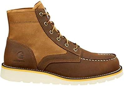 Carhartt Men's 6" Moc Toe Wedge Boot FW6035-M Ankle, Brown Leather & TAN Duck, 9.5 | Image 1