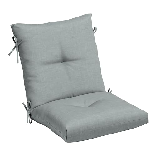 Arden Outdoor Tufted Dining Chair Cushion, 21x40, Stone Grey