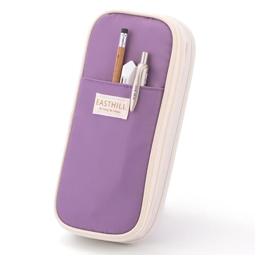 Image of LABUK Large Capacity Pencil Case Pouch, Cute Aesthetic Big Capacity Zipper Cases Pen Portable Office Stationery Makeup Bag, Desk Organizer for College Adults Women Men (Purple)