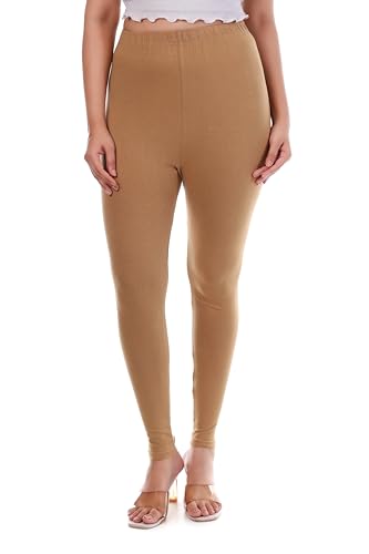 Image of TPF Women Solid Cotton Lycra Stretchable Leggings | Comfortable Ankle-Length Slim Fit Leggings for Women & Girls | Soft, Breathable Wear Bottoms