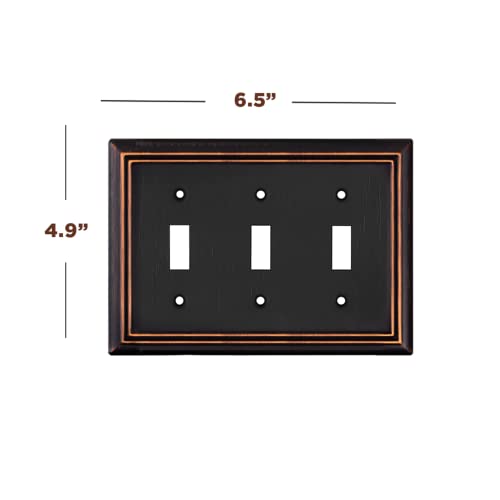 Sleeklighting Oil Rubbed Bronze Outlet Covers And Switch Plates-Decorative Wall Plate Light Switch Cover Beveled -Variety Of Styles: Decorator/Duplex/Toggle / & Combo-Size: 3 Gang Toggle (2Pack) #TOP1