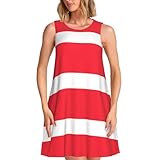ZQYTGFDC Austrian Flag Medium Womens Summer Dresses Loose U Neck Sleeveless Sundresses Dress with Pockets Black