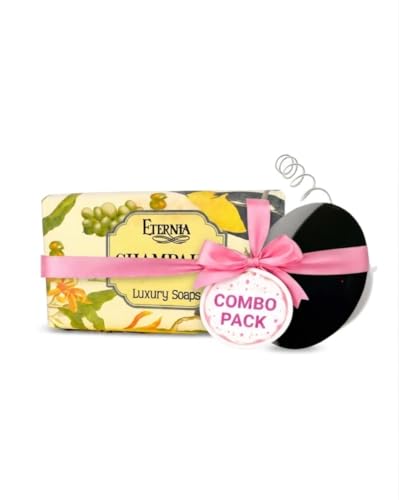 Image of Eternia Champaka Soap Bar Face & Body Cleanser with Waterproof Shower Radio | Luxury Bath Combo for Deep Cleansing, Floral Fragrance & Soft Radiant Skin