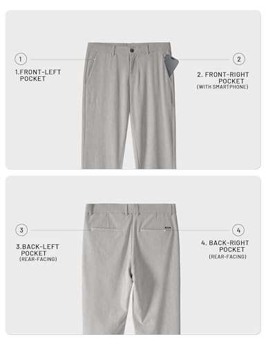 Plaid&Plain Men’s Slim Fit Dress Pants Stretch Dress Pants 8101 L-Heather-Grey 28X28
