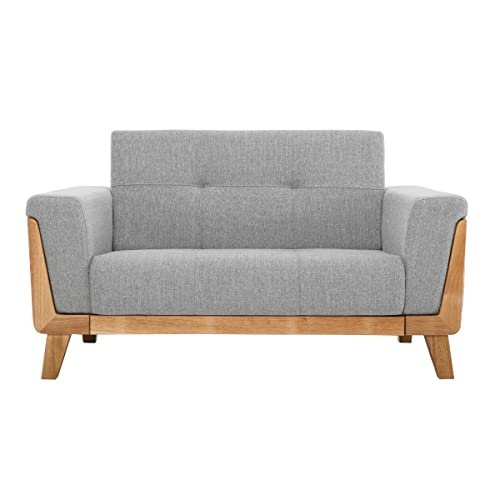 Miliboo Canapé scandinave 2 Places en Tissu Gris et Bois Clair Fjord