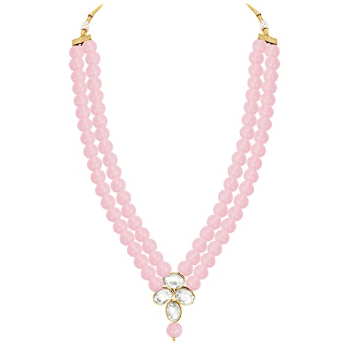 Image of Peora Crystal Faux Pearl Kundan Necklace & Jewelry Set Gift for Women