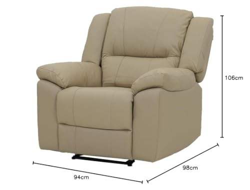 Image of Royaloak Milan Italian Half Leather 1 Seater Recliner | Genuine Leather (Body Touch) | High Backrest | Tufting Design | Padded Armrest | Pocket Springs | Sturdy Footrest