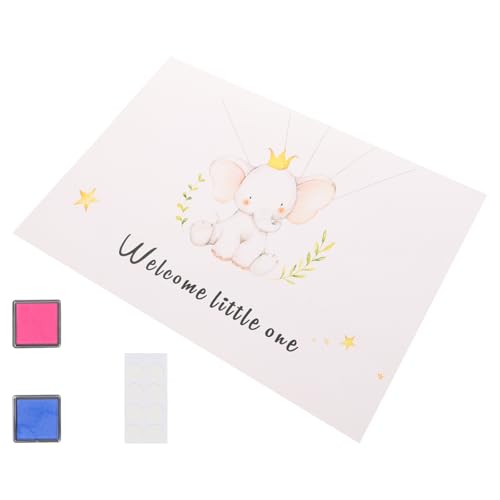 Yardwe Libro de Firmas Árbol de Huellas Dactilares para Shower y Primer Cumpleaños, Papel Recubierto, Recuerdo Especial para Invitados