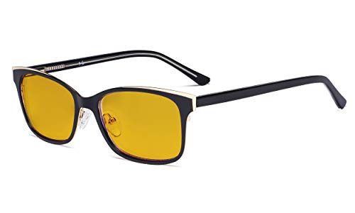 Eyekepper Ladies Blue Light Blocking Glasses with Amber Filter Lens - Design Computer Eyeglasses Women Anti Glare - Reduce Blue Rays Eye Strain - Black