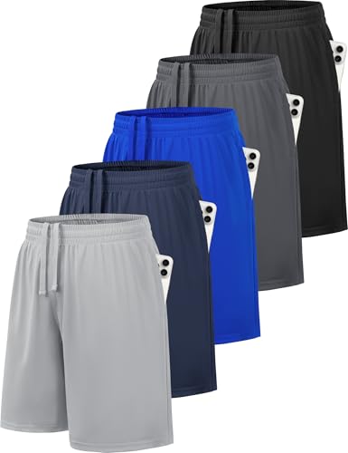 MLYENX 5 Pack Boys Athletic Shorts Active Performance Youth...