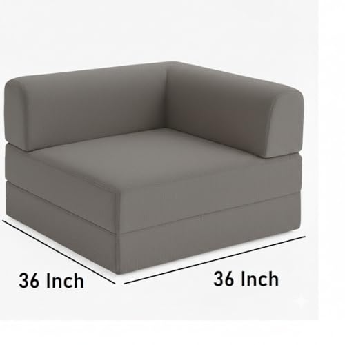 Image of Premium Boucle Fabric Sofa Cum Bed | Foldable Floor Sofa with Backrest | Convertible Single Bed | Space-Saving Furniture for Living Room & Bedroom,Grey