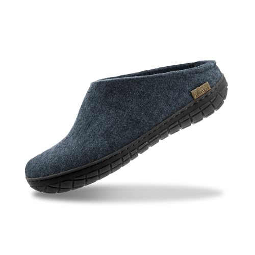 Image of Glerups 100% quality wool mix Slipper with rubber sole - Unisex Slip-on