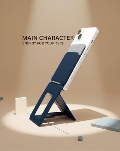 Image of SkynUp Handy Magnetic Wallet with Built-in Stand Tripod Stand | Strong Magnets | Holds 3+ Cards | Magsafe Wallet Compatible with iPhone 17 /16 /15 /14 /13 /12 /Pro /Pro Max /Plus Series (Meteroite Grey)