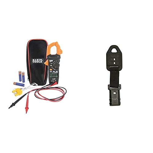 Klein Tools CL220 Digital Clamp Meter, Auto-Ranging 400 Amp AC, AC/DC Voltage, TRMS, Resistance, Continuity, NCVT Detection, and Temp & 69417 Rare-Earth Magnetic Hanger, with Strap