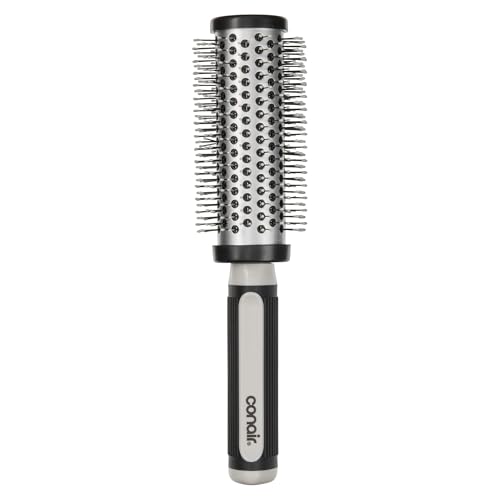Conair Grip & Style Round Brush, Nylon Bristle Hair Brush for Blowout Styling, For Medium to Long Lengths, Ideal for Curly Hair, Color May Vary
