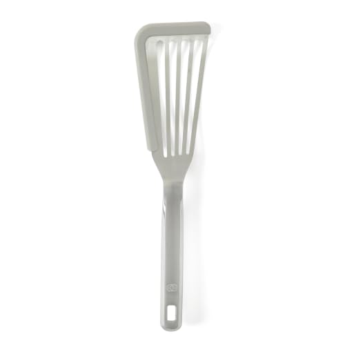 Image of Calphalon Prime Slotted Fish Turner, Kitchen Flipping Spatula, Slotted Spatula, Stainless Steel Slotted Turner with Silicone High-Heat Resistant Handle, Cookware for Flipping and Draining (Taupe)