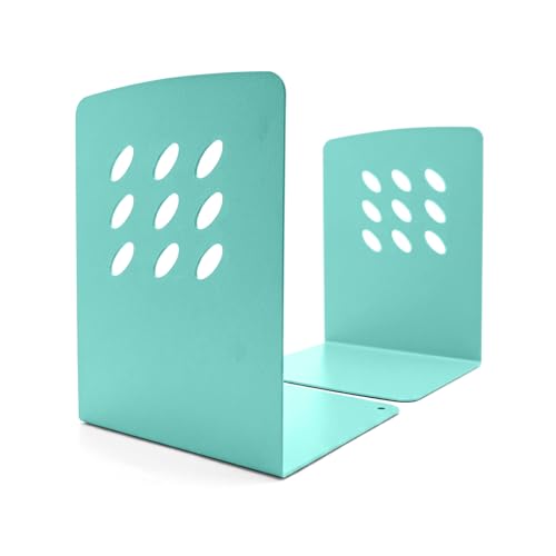 Image of LIBFRIEND Metal Non-Slip Bookends | Powder-Coated L-Shaped Book Holder for Desk, Office, Study Table and Library | Multicolour Options | Set of 2 (Mint, S)