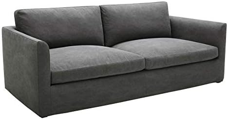 Amazon Brand – Stone & Beam Faraday Down-Filled Casual Slipcovered Sofa, 89"W, Charcoal Grey