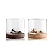 Produktbild JIASHU 4 Stücke Modernlife Whisky Glas Tasse mit Holzsockel 120 Ml Japanischen Stil Berg Holzboden Weinglas Tee Kaffeetasse (Kork),1