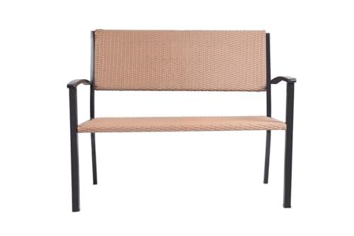 Image of Amazon Brand - Solimo Rattan and Wicker 2 Seater Garden Bench | Durable Outdoor Park Bench for Balcony Patio Terrace, Living Room | Ideal Indoor and Outdoor Seating Furniture (Beige)