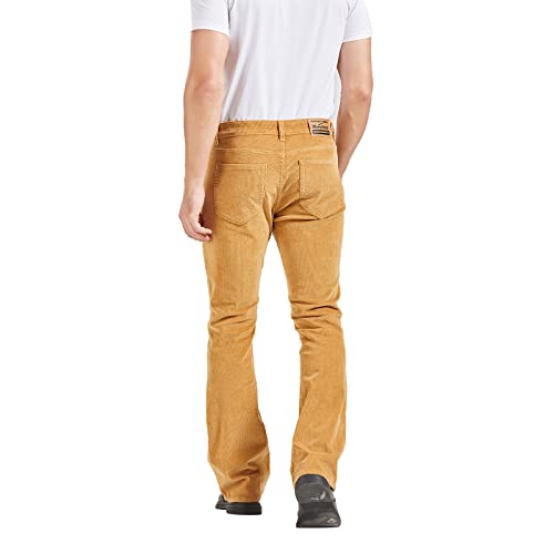 Wbestwind Men's Relaxed Vintage 60S 70S Corduroy Slim Bell Bottom Stretch Fit Classic Comfort Flared Flares Retro Leg Pants,Flo,Tag 3Xl Yellow #TOP6