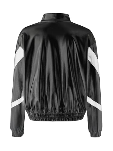 Girls Boys Shiny Metallic Bomber Jacket for Kids Zip Up Coat Outerwear Hip Hop Jazz Dance Clothes4