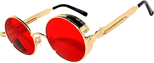 Image of OWL Steampunk Vintage Retro Round Circle Gothic Hippie Colored Plastic Frame Sunglasses Colored Lens