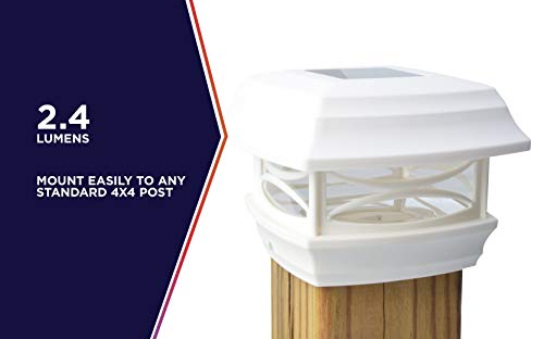 Moonrays 91254 Solar LED Post Cap Light, Fits Standard  4-inch x 4-inch  Wooden Posts, Plastic, WHITE - Thumbnail 3