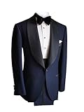 FIXRIMCH Men's Tuxedo Suits Navy Fashion Shawl Lapel One Button Men Blazer Pants Suits for Wedding,Dinner,Party,Prom